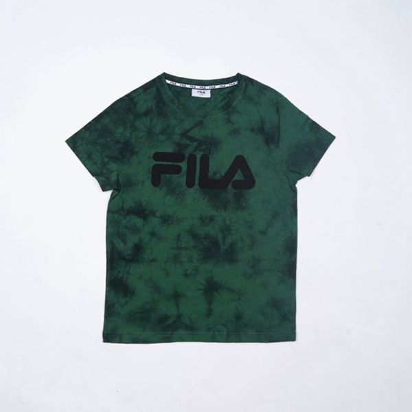 Fila Mono Deckle Tie Dye Boy's T-Shirts - Green/Blue,NZ 760-34092